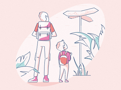 Finding your way dad design explore father friends happiness illustration kid lines minimal outdoors son together ui ux