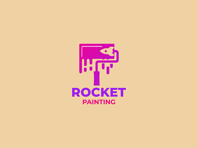 ROCKET PAINTING COMPANY LOGO 3d animation app branding creative design flat graphic design icon illustration logo logodesign logos logotype motion graphics paintinglogo rocketlogo ui ux vector