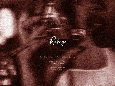 Refuge Cocktail Bar Branding bar blur branding coasters cocktail cocktail bar design drink feminine grunge hand lettering lettering logo maroon minimal mysterious pink simple typography website