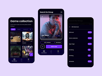 Application concept for fans of board games ui ux