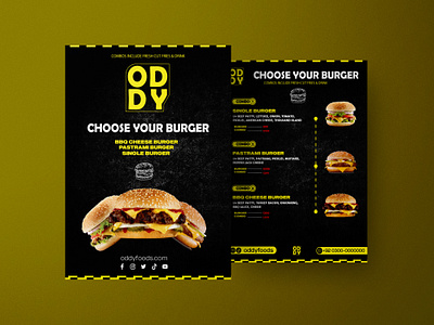 OddyFoods | BURGER MENU fastfooddesign fooddesign foodmenu graphic design morden