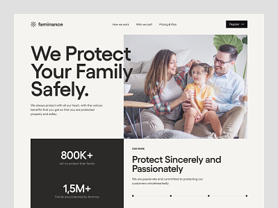 Faminance - Family Insurance black color design family figma finance image insurance protect swiss swiss design tone typography ui user interface ux web design webdesign website white