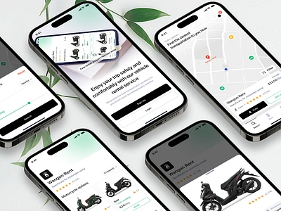 AutoGo - Vehicle Rental App app rental app system application billboard app branding case study clean clean design design green color rental app research ui ui design uiux ux vehicle rental website wireframe