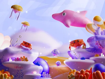 Under the sea 🌊🌞🐳 - #3DIllustration 3d 3d art 3d design 3d illustration 3d model 3d modeling 3d render animal blender blender3d character design cinema4d colorful cute graphic design header hero illustration octane vibrant