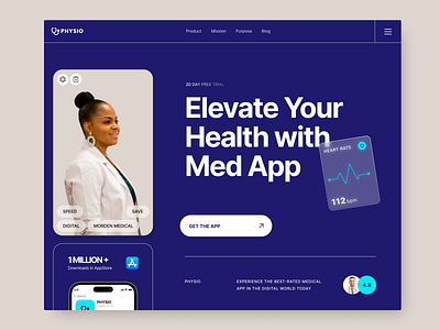 Physio Medical startup landing page branding design health care healthtech illustration interaction landing page medical uiux user interface website