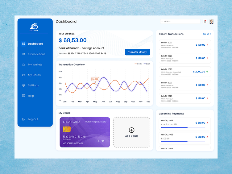 Banking Dashboard by Sathyajith Sivadas on Dribbble