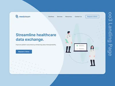 Daily UI #003 (Landing Page) 100daysofui branding dailyui dailyuichallenge design design challenge design inspiration health information exchange healthtech hie platform landing page learn design logo saas saas product ui ui design ui designer uiux design uiux designer