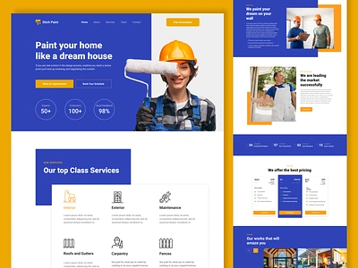 House Painter Website Landing Page Design🎨 colorful creative exteriors flat design home improvement home page house painting housepainting interior design landing page minimal modern painting responsive web design