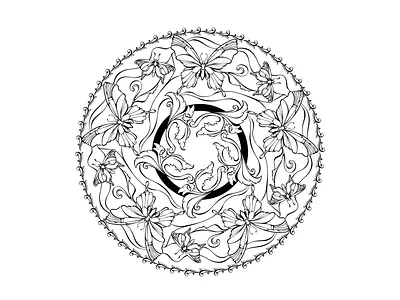 Mandala from the set “Little Cozy Town” Coloring pages. Vector. little cozy town