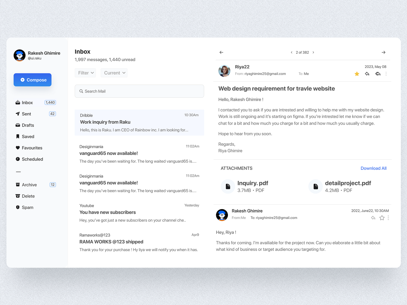 Mail Dashboard Design 😊 by Rakesh on Dribbble