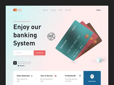 Rivers - Finance Web Design bank banking card debit digital banking finance fintech money payment saving ui wallet web app webdesign website