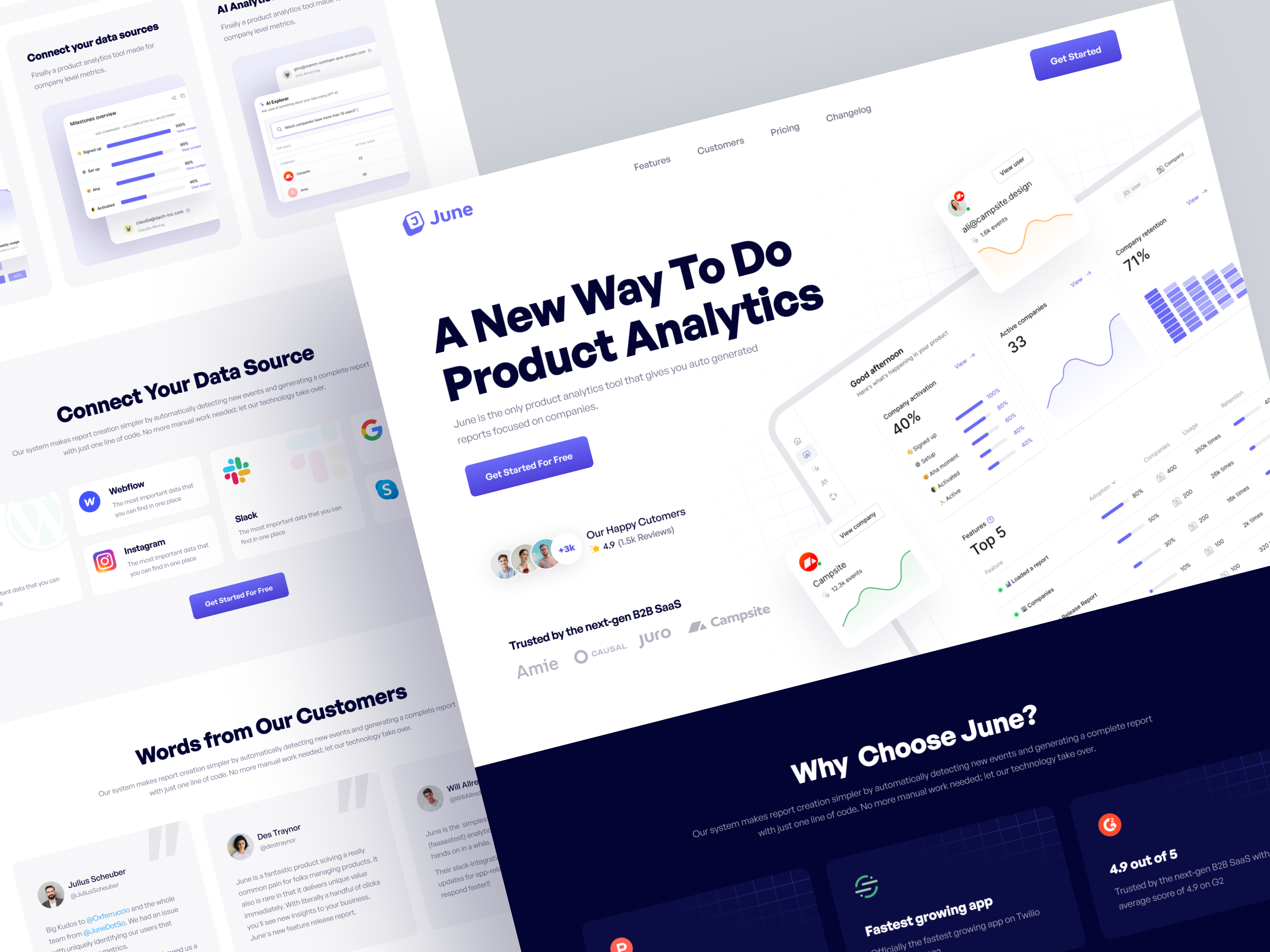June | Product Analytics Website Redesign app app ui best dribbble shot 2023 dashboard design infromation june redesign product analytics product design product metrics trend ui user interface web app web application web redesign