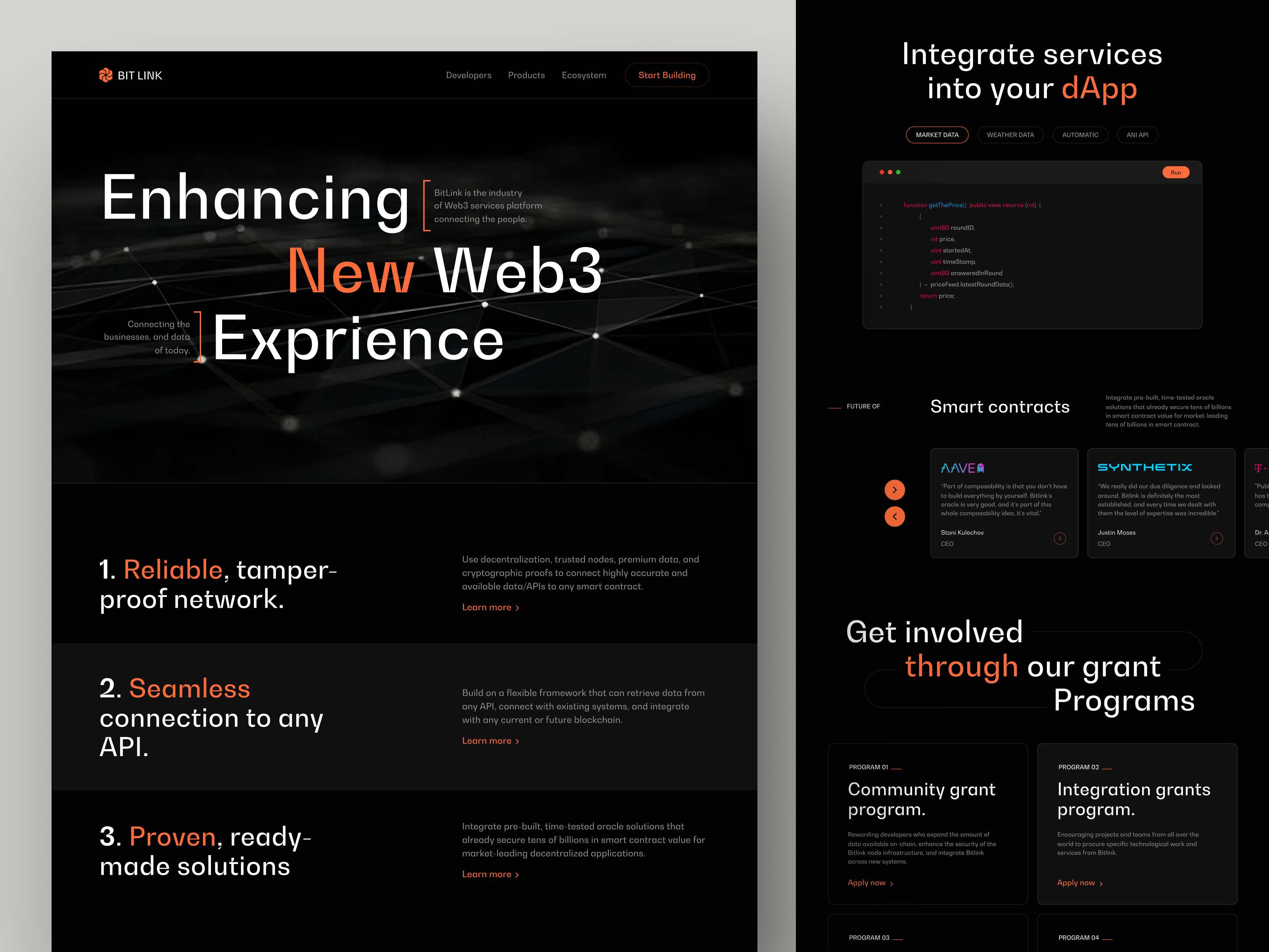 Blockchain Landing Page bitlink blockchain crypto cryptocurrency defi design home page interface landing page nft redesign template trending ui ux web 3 web app web design website design