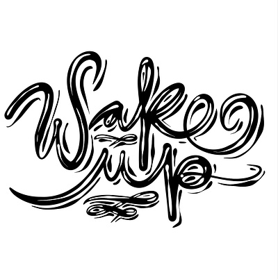 Wake up branding call chill design font graphic design illustration lettering logo mood morning procreate script sketch sunday typography wake up