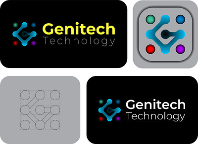 Genitech Technology Logo Concept 3d logo a b c d e f g h i j k l m n o p branding logo company logo design graphic design icon logo logo design mark modern logo typographic logo vector
