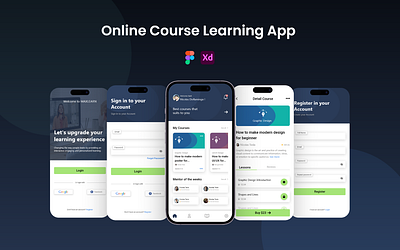 Online learning Course Mobile App appp design casestudy interaction design learning app mobile app online course ui kit uiux