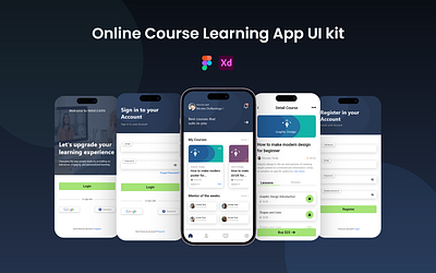 Online learning Course Mobile App appp design casestudy interaction design learning app mobile app online course ui kit uiux