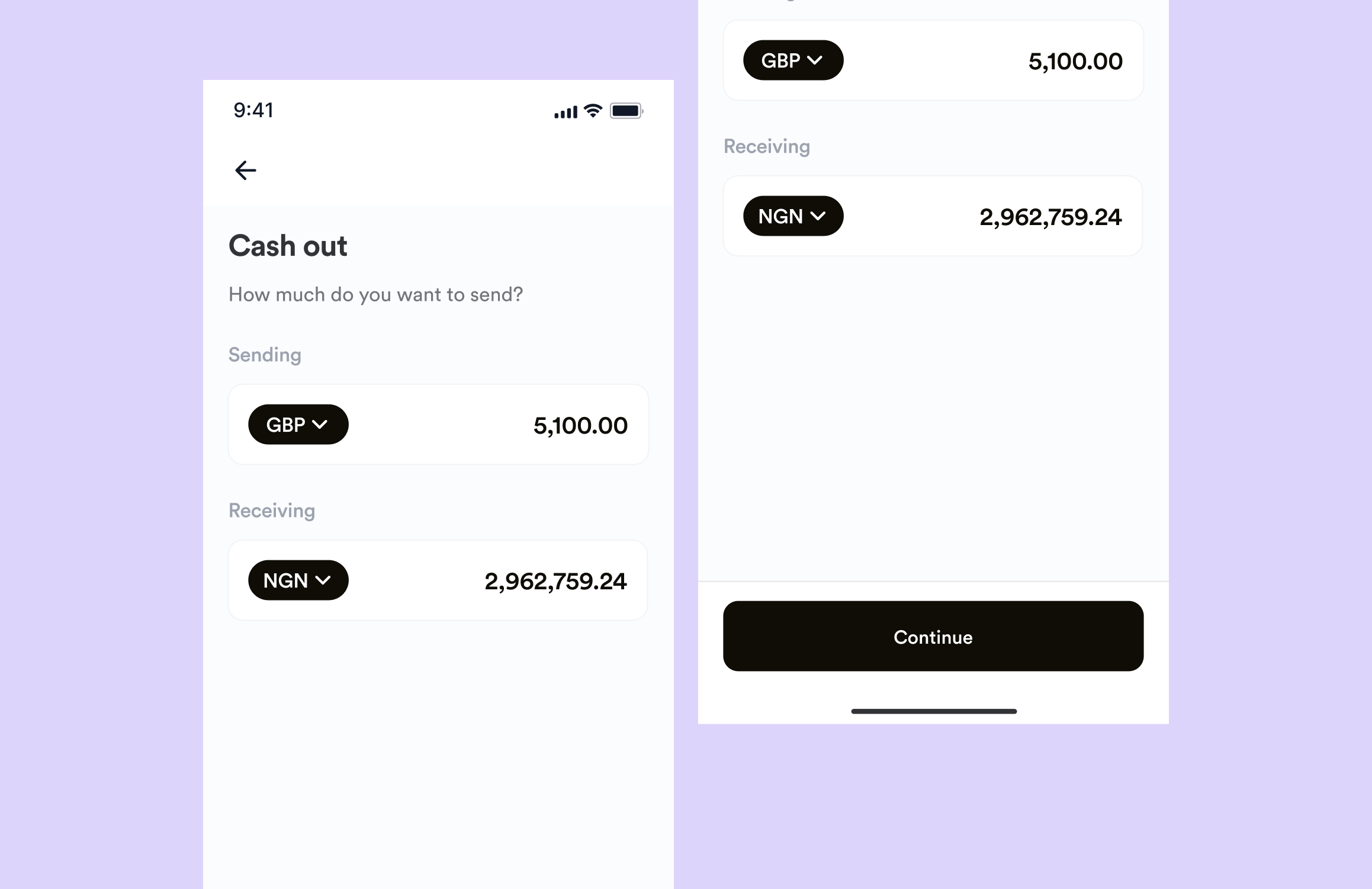 GBP to Naira Transfer flow with rate comparison feature by Saviour