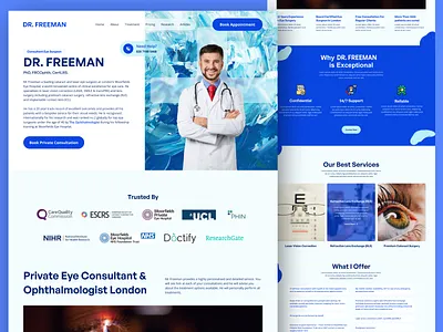 Eye surgeon doctor appointment booking medical consultancy web appointment booking clinic consultant design diagnostic doctor health healthcare hospital landing page medical portfolio portfolio website surgeon therapy ui ux web design website