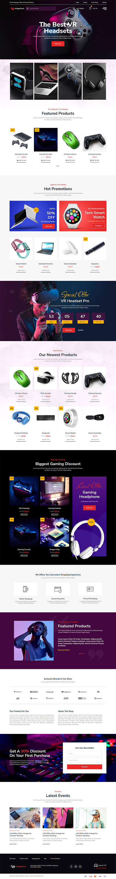 GadgetTech - Electronic Gadget WooCommerce Elementor Pro Templat branding design idea logo ui ux website woocommerce