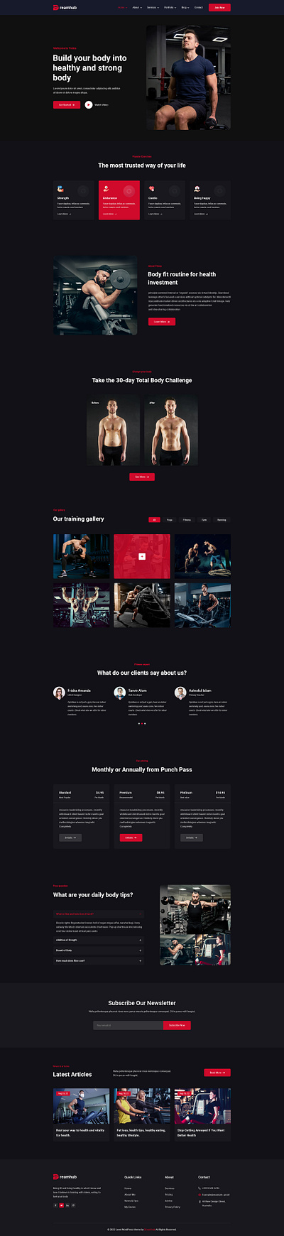 DreamHub Personal Trainer And Fitness GYM HTML5 Template