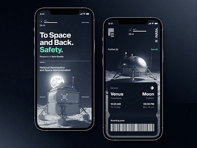 Space Tourism - Mobile App Concept app clean concept dark mode design galaxy ilon musk ios mars mercury mobile nasa space space app starship ticket travel ui ux wallet