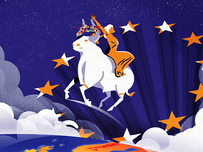 Happy Europe Day! design editorial europa europe european union globe greek illustration illustrator minimalist myth stars texture vector world