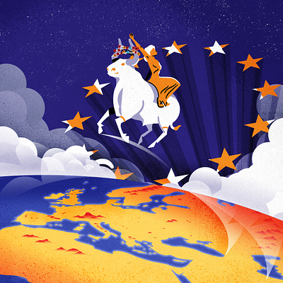Happy Europe Day! design editorial europa europe european union globe greek illustration illustrator minimalist myth stars texture vector world