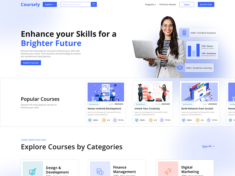 Landing Page UI/UX Design for Online Learning Platform by Qazi Ihtesham ...
