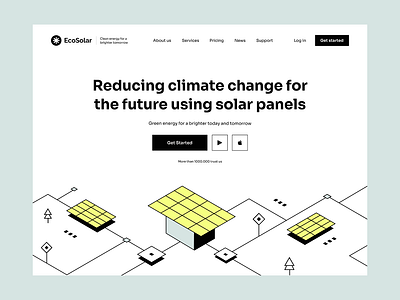 EcoSolar - main page 2d branding design eco energy graphic design illustration isometric logo solar ui ux web