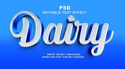 PSD Dairy 3d editable text effect dairy 3d editable text psd font