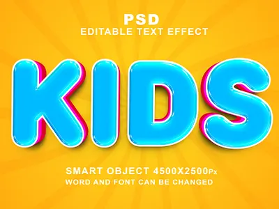 PSD Kids 3d editable text effect psd font ui