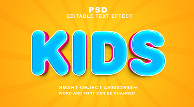 PSD Kids 3d editable text effect psd font ui