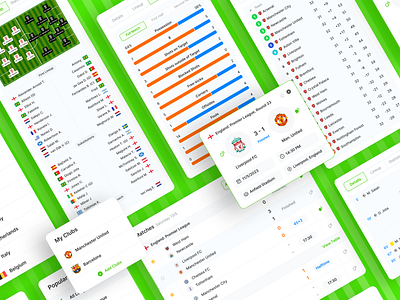 SportWatch - Live Score App app cards clean clubs components design football football results live score matches score soccer teams ui uiux ux web