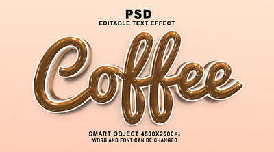 Coffee 3d psd editable text effect coffee 3d psd font