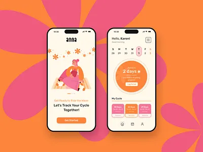 Anna - Period Tracker App app calendar cycle design menstruation app ovulation tracker period period tracker periodic table tracker app ui uiux user interface women