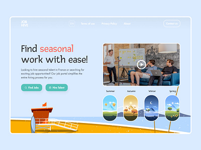 Job Hive Landing Page! blue website bold website branding graphic design illustration job search landing page logo ui