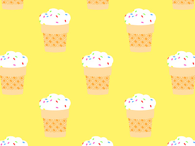 Ice-cream 2d 80th background bright colourful dessert flat food ice cream ice cream illustration pattern repeatable retro seamless summer vector yellow
