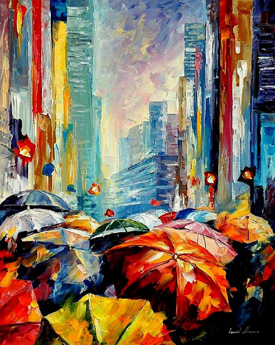 UMBRELLAS — oil painting on canvas leonidafremov