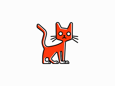 Line Art Cat Logo app branding cat cute design emblem geometric icon identity illustration kitty lines logo mark mascot orange pet symbol vector vet