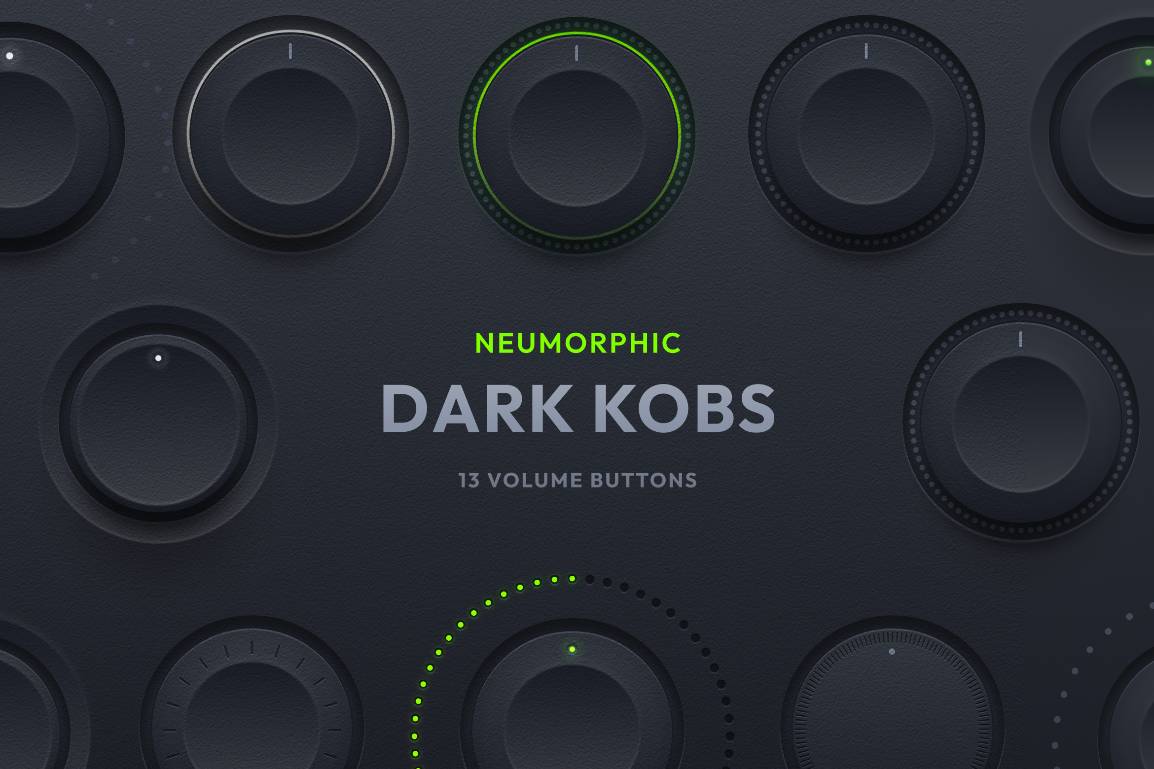 Neumorphic Dark Volume Knobs