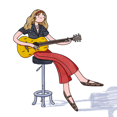 Guitar player cartoon cartoon character cartoon design character design digital illustration editorial illustration guitar illustration procreate