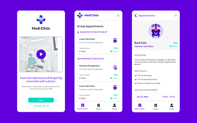 Medi Clinic - Mobile App UI Design interaction design ui ui design ux design