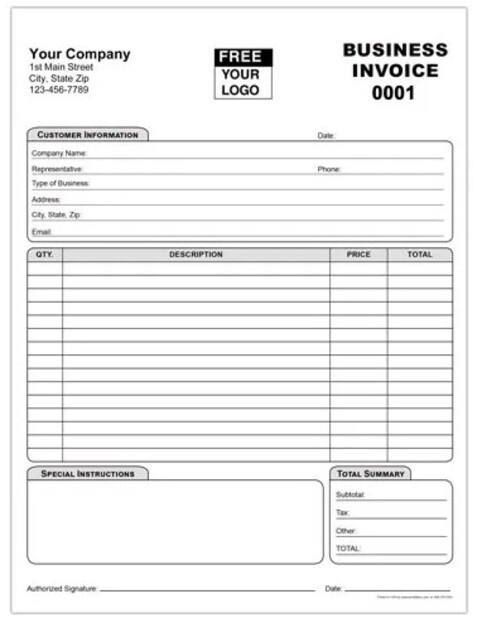 Custom invoice Forms Printing | Carbonless Business Invoice Form by ...