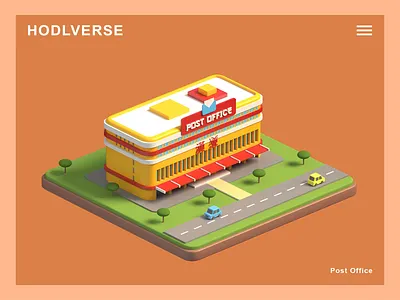 HODLVERSE - Post office 3d animation crypto design game graphic design illustration interface isometric landing page lowpoly metaverse motion graphics nft product render uiux unity web webdesign