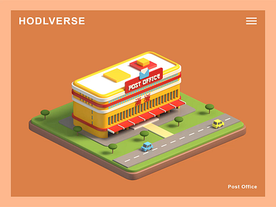 HODLVERSE - Post office 3d animation crypto design game graphic design illustration interface isometric landing page lowpoly metaverse motion graphics nft product render uiux unity web webdesign