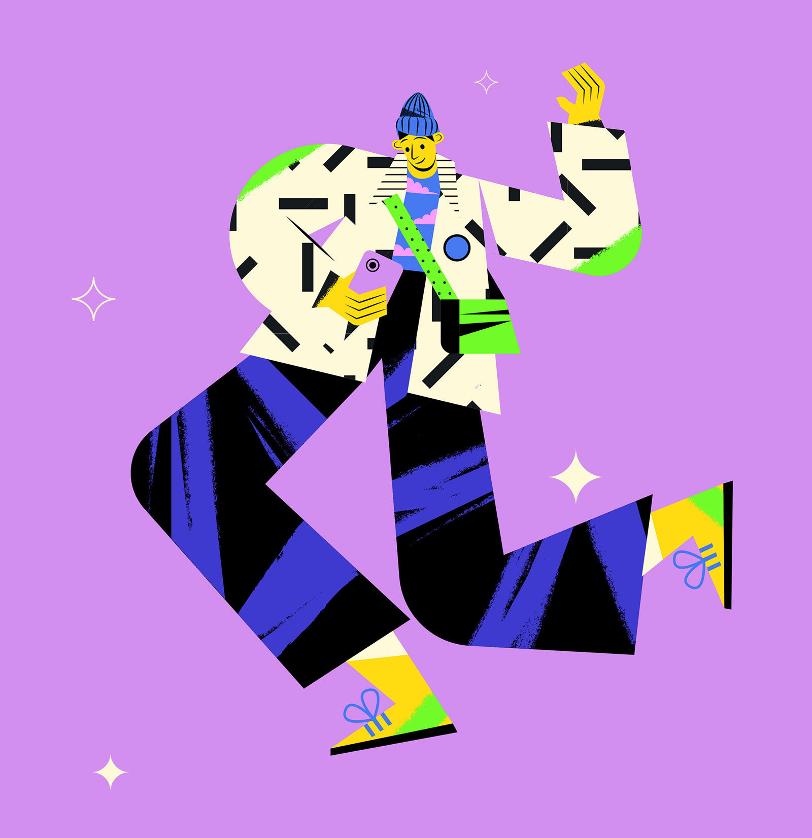 Funky track attitude character design funky green illustration illustrator joy pattern pose texture vector