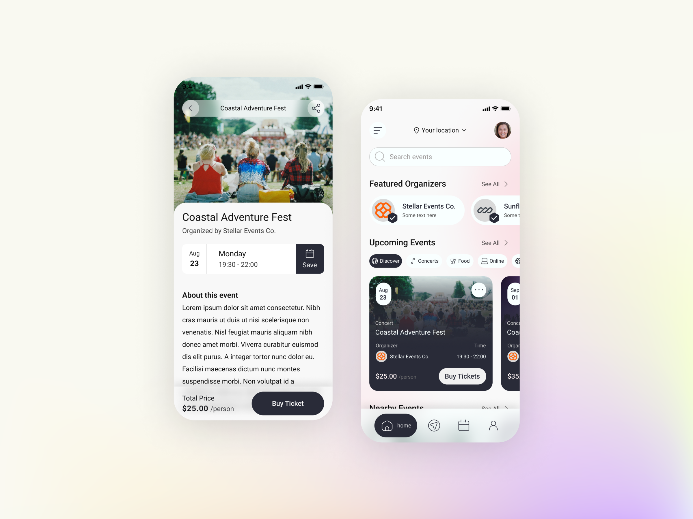 Event app concept app concept event app ui