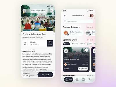 Event app concept app concept event app ui