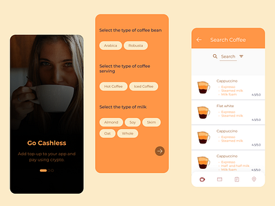 Café app app design typography ui ux